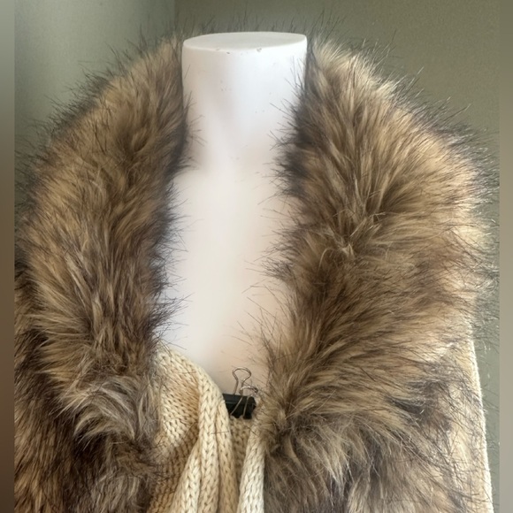 2K Fairy Grunge Faux Fur Chunky Knit Open Cardigan Women’s  Chocolate Beige XS - Picture 14 of 14